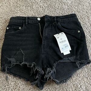 Zara black denim shorts